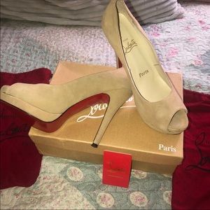 Christian Louboutin Beige Suede Open Toe
